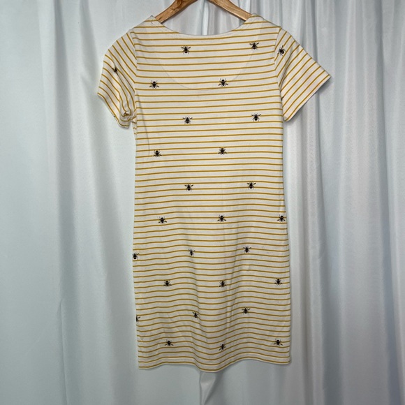 Joules Yellow And White Stripe Bee Print Riviera Dress - size 2 - Picture 7 of 12